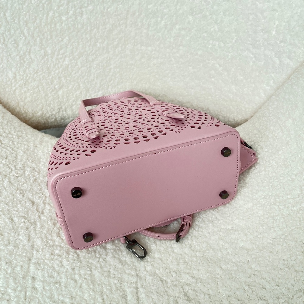 Alaia Blush Pink Laser-Cut Mini Crossbody with Matching Wallet - Picture 7 of 9